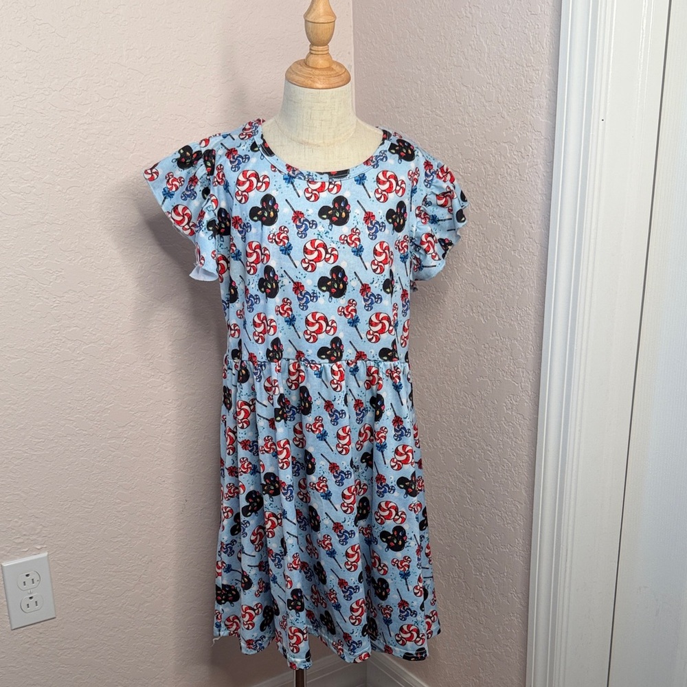 Disney Custom Twirl Dress Mickey Peppermint and Christmas Lights size 12